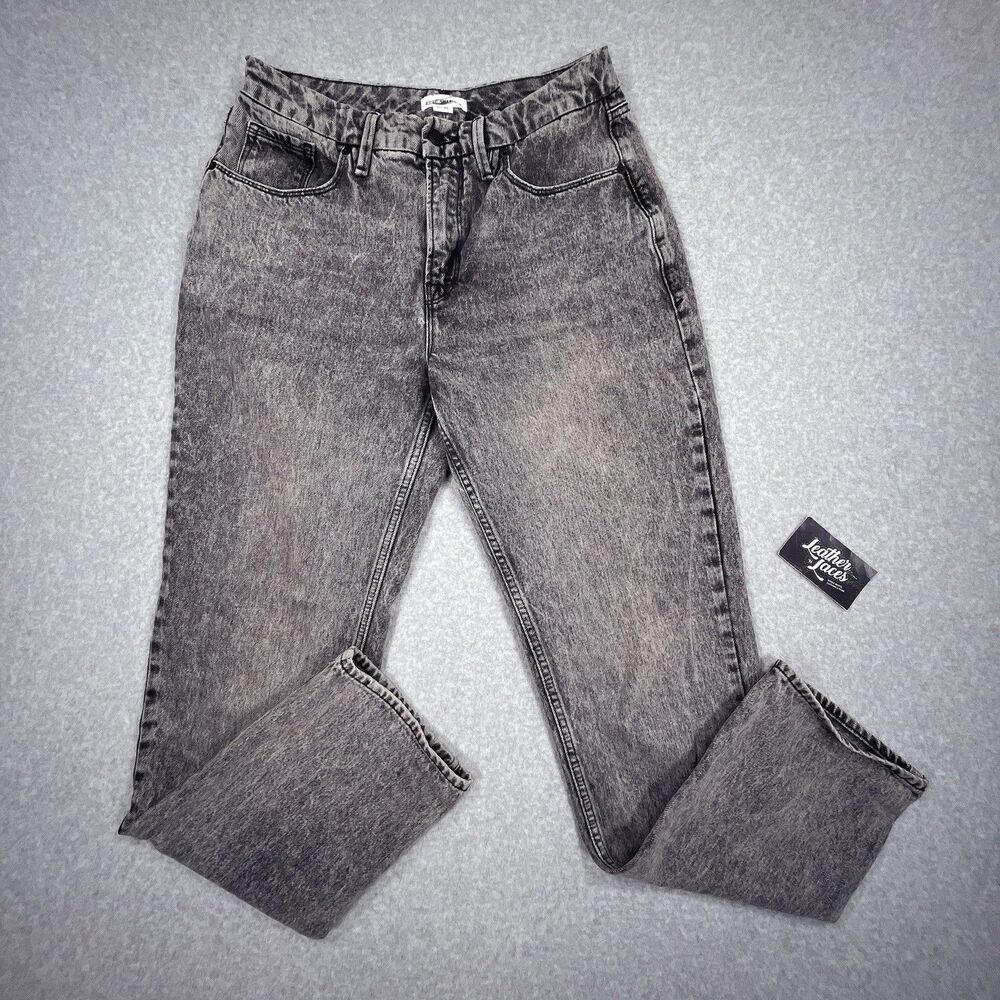 Good American Gray Straight Leg Jeans